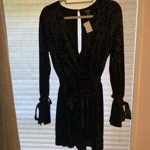 Black Velvet Deep-V Romper